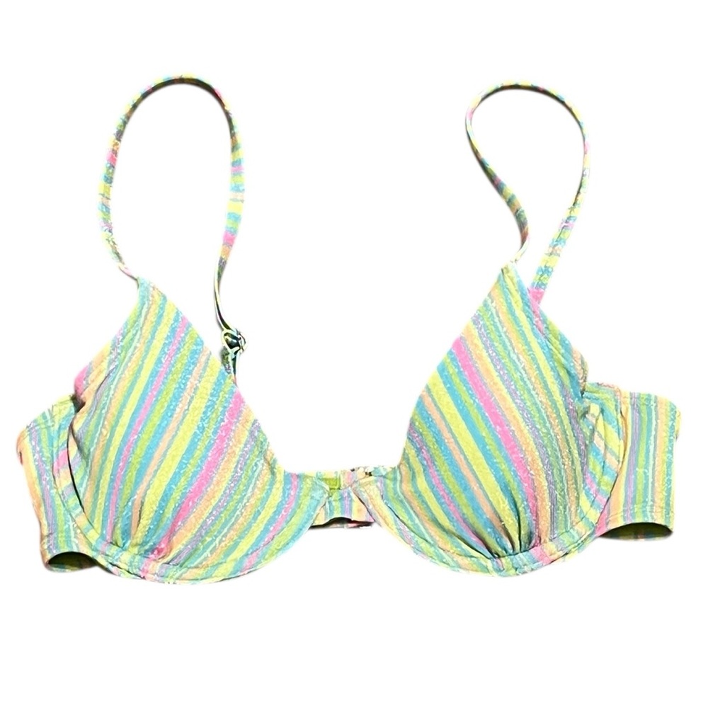 Wild‎ Fable Multicolor Striped Shimmer Underwire Swim Bikini Top, Size XXS, NWOT